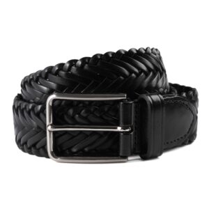 Woven Leather Belt - Black