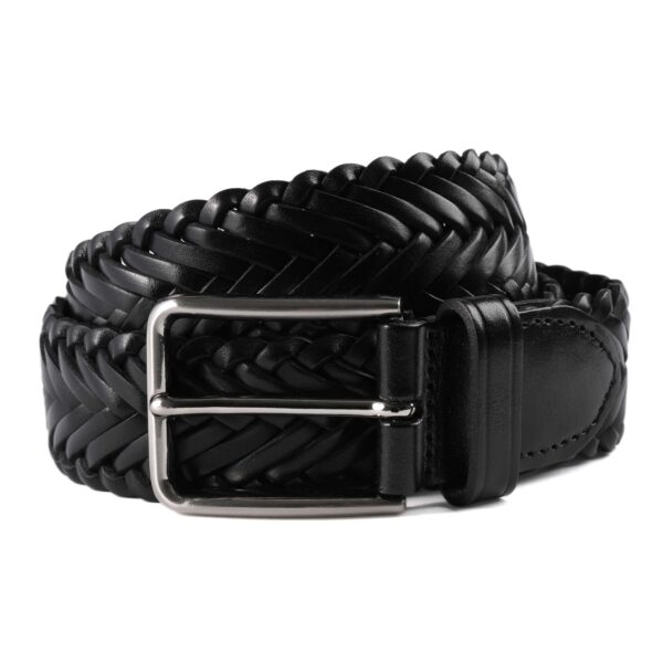 Woven Leather Belt - Black