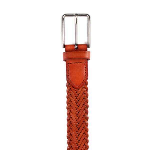 Woven Leather Belt - Brown