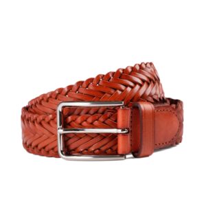 Woven Leather Belt - Brown