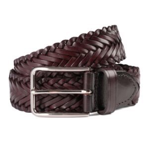 Woven Leather Belt - Coffee